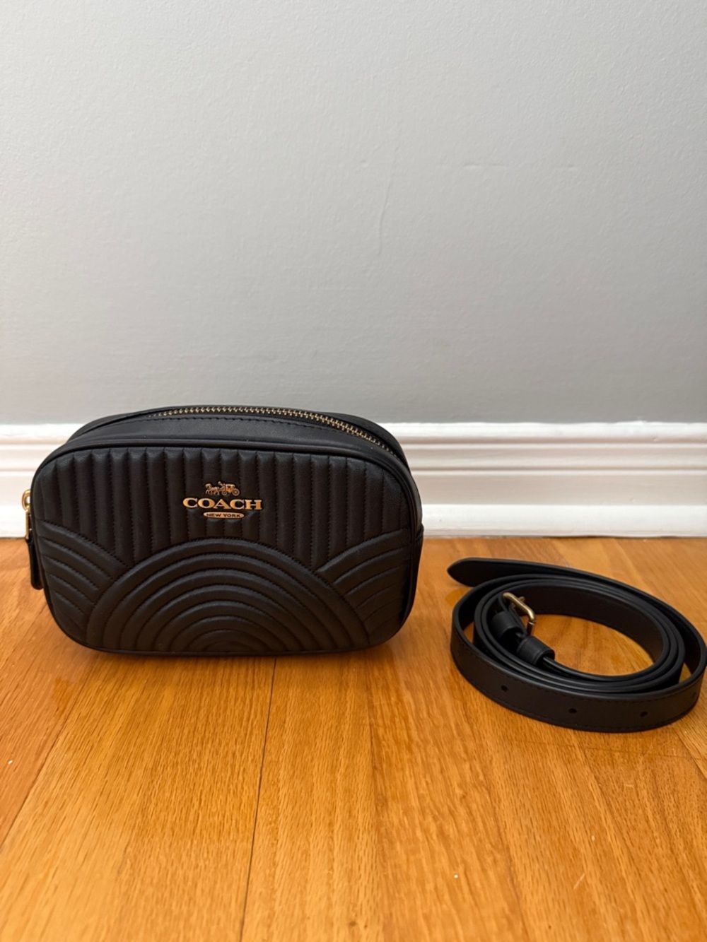 Coach Black Quilted Leather Bag with Gold